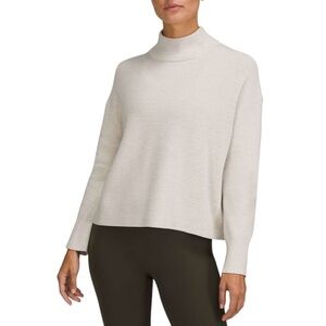 Lululemon Merino Wool-Blend Ribbed Turtleneck Sweater Ivory Cream Sz 12 / XL